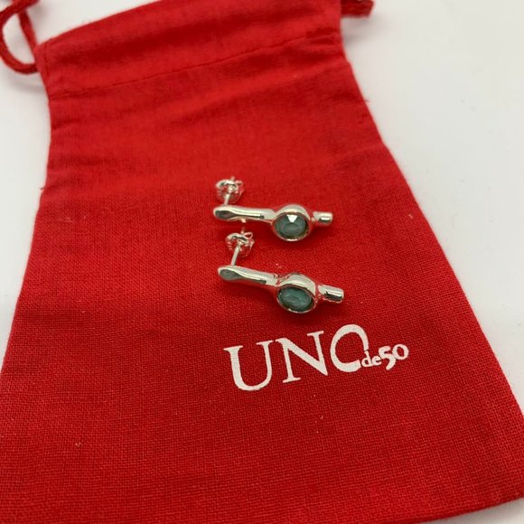 Uno de 50 Unique Earring LADIES EARRINGS With Green Crystal Silver-Plated Metal - Picture 3 of 7